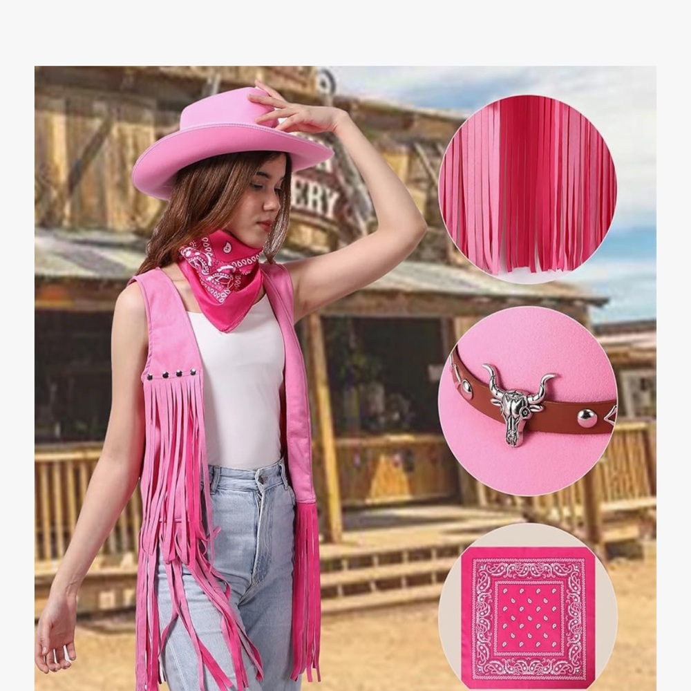 Pink Western Style Hat with Bull Head Accent
